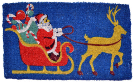 18" X 30" Blue and Yellow Coir Santa Claus Outdoor Holiday Door Mat - Image 2