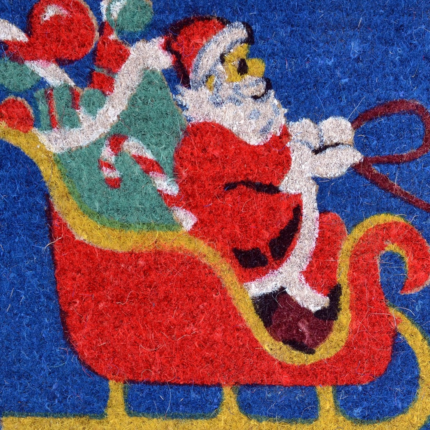 18" X 30" Blue and Yellow Coir Santa Claus Outdoor Holiday Door Mat - Image 3