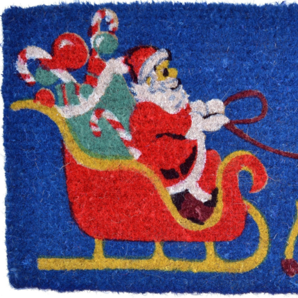 18" X 30" Blue and Yellow Coir Santa Claus Outdoor Holiday Door Mat - Image 4