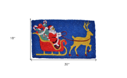 18" X 30" Blue and Yellow Coir Santa Claus Outdoor Holiday Door Mat - Image 5