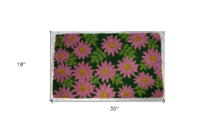 18" X 30" Pink and Green Coir Floral Outdoor Spring Door Mat - Image 5