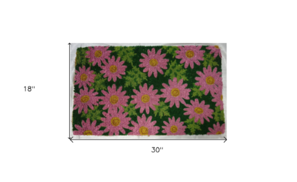 18" X 30" Pink and Green Coir Floral Outdoor Spring Door Mat - Image 5