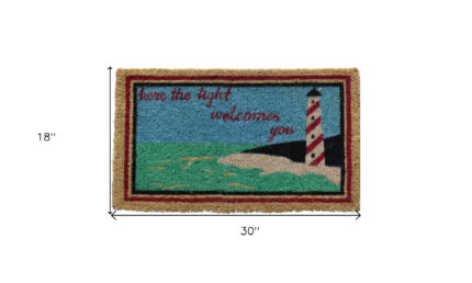 18" X 30" Brown Coir Lighthouse Here The Light Welcomes You Outdoor Door Mat - Image 5