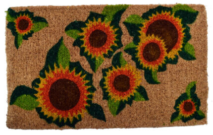 18" X 30" Brown Orange and Yellow Coir Floral Outdoor Summer Door Mat - Image 2