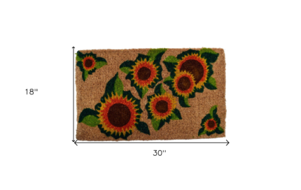 18" X 30" Brown Orange and Yellow Coir Floral Outdoor Summer Door Mat - Image 5