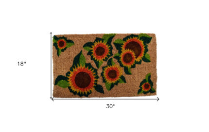 18" X 30" Brown Orange and Yellow Coir Floral Outdoor Summer Door Mat - Image 5