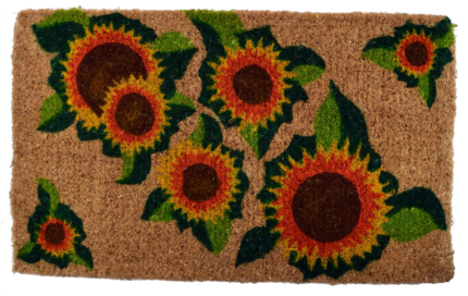 18" X 30" Brown Orange and Yellow Coir Floral Outdoor Summer Door Mat - Image 3