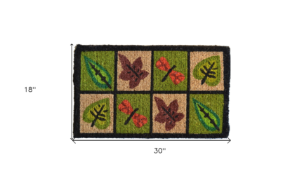 18" X 30" Brown Coir Leaves Outdoor Door Mat - Image 5