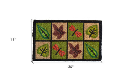 18" X 30" Brown Coir Leaves Outdoor Door Mat - Image 5