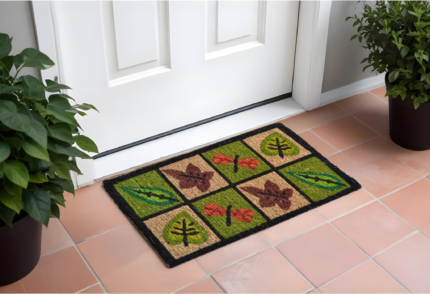 18" X 30" Brown Coir Leaves Outdoor Door Mat - Image 1