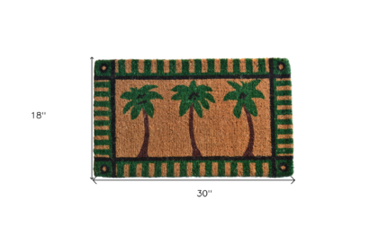 18" X 30" Brown and Green Coir Palm Tree Outdoor Door Mat - Image 5