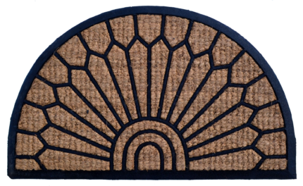 18" X 30" Brown and Black Rubber Geometric Outdoor Semi Circle Door Mat - Image 2