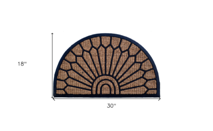 18" X 30" Brown and Black Rubber Geometric Outdoor Semi Circle Door Mat - Image 5
