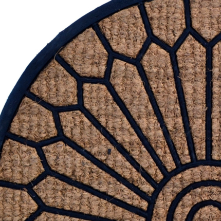 18" X 30" Brown and Black Rubber Geometric Outdoor Semi Circle Door Mat - Image 4