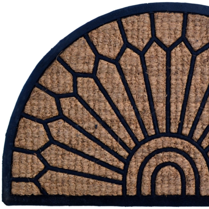 18" X 30" Brown and Black Rubber Geometric Outdoor Semi Circle Door Mat - Image 3