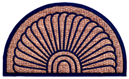 18" X 30" Brown and Black Rubber Geometric Outdoor Semi Circle Door Mat - Image 2