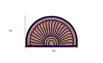 18" X 30" Brown and Black Rubber Geometric Outdoor Semi Circle Door Mat - Image 5