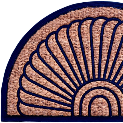18" X 30" Brown and Black Rubber Geometric Outdoor Semi Circle Door Mat - Image 3