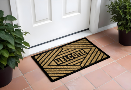 18" X 30" Brown and Black Rubber Welcome Outdoor Door Mat - Image 1