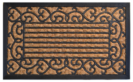 18" X 30" Brown and Black Rubber Scrollwork Outdoor Door Mat - Image 2