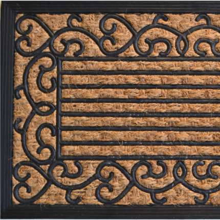 18" X 30" Brown and Black Rubber Scrollwork Outdoor Door Mat - Image 3
