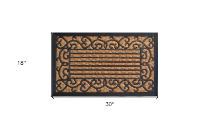 18" X 30" Brown and Black Rubber Scrollwork Outdoor Door Mat - Image 5
