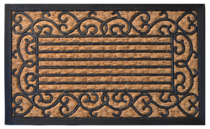 18" X 30" Brown and Black Rubber Scrollwork Outdoor Door Mat - Image 4