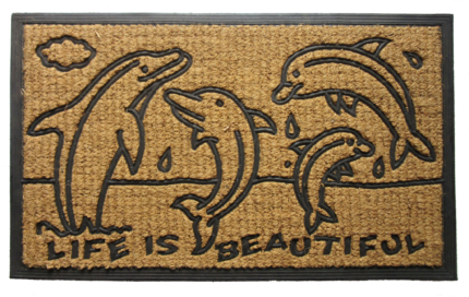 18" X 30" Brown and Black Rubber And Coir Dolphin Life is Beautiful Outdoor Door Mat - Image 2