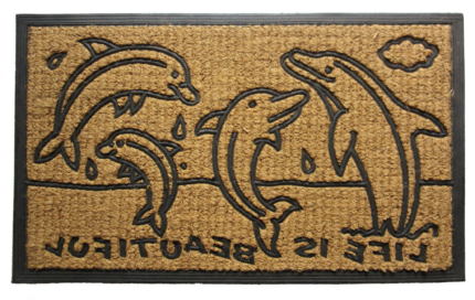 18" X 30" Brown and Black Rubber And Coir Dolphin Life is Beautiful Outdoor Door Mat - Image 3