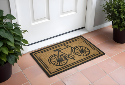 18" X 30" Brown and Black Rubber And Coir Bicycle Outdoor Door Mat - Image 1