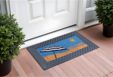 18" X 30" Brown and Black Rubber and Coir Spring Summer Outdoor Door Mat With Inserts - Image 5
