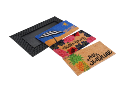 18" X 30" Brown and Black Rubber and Coir Spring Summer Outdoor Door Mat With Inserts - Image 2