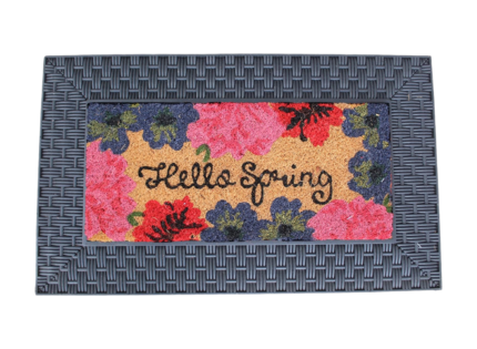 18" X 30" Brown and Black Rubber and Coir Spring Summer Outdoor Door Mat With Inserts - Image 8