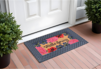 18" X 30" Brown and Black Rubber and Coir Spring Summer Outdoor Door Mat With Inserts - Image 3