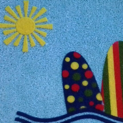 18" X 30" Blue and Green Coir Tropical Outdoor Door Mat - Image 6
