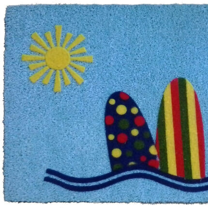 18" X 30" Blue and Green Coir Tropical Outdoor Door Mat - Image 3