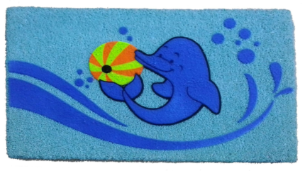 18" X 30" Blue Coir Dolphin Outdoor Door Mat - Image 1
