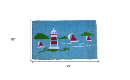 18" X 30" Blue Coir Tropical Outdoor Door Mat - Image 5