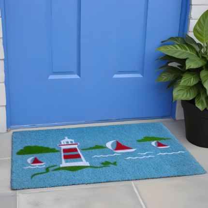18" X 30" Blue Coir Tropical Outdoor Door Mat - Image 2