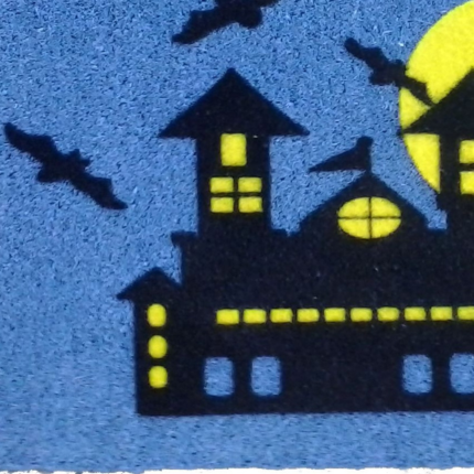 18" X 30" Blue and Black Coir Spooky House Outdoor Halloween Door Mat - Image 3