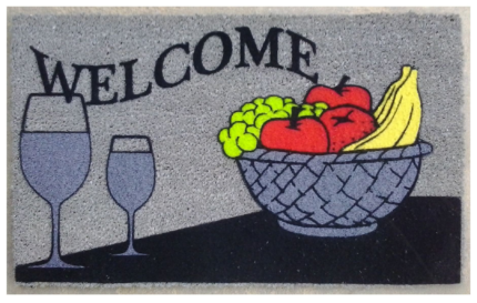 18" X 30" Black and Red Coir Wine Welcome Outdoor Door Mat - Image 1