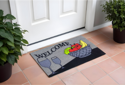 18" X 30" Black and Red Coir Wine Welcome Outdoor Door Mat - Image 2