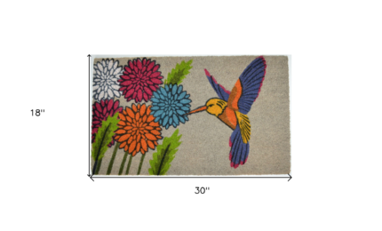 18" X 30" Brown and Blue Coir Floral Outdoor Door Mat - Image 5