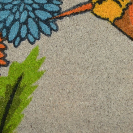 18" X 30" Brown and Blue Coir Floral Outdoor Door Mat - Image 4