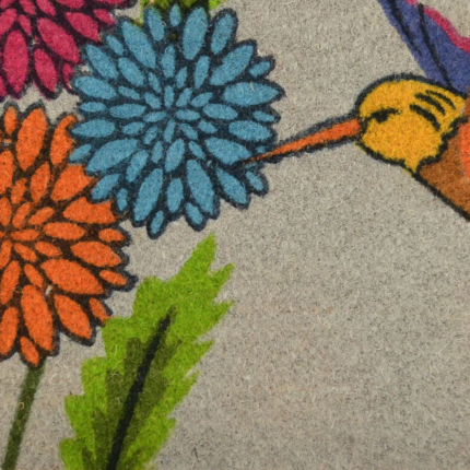 18" X 30" Brown and Blue Coir Floral Outdoor Door Mat - Image 3