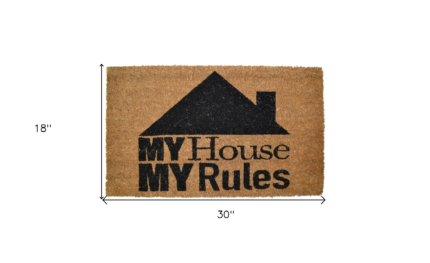 18" X 30" Brown and Black Coir My House My Rules Outdoor Door Mat - Image 5