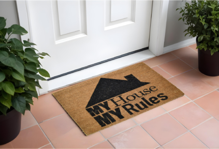 18" X 30" Brown and Black Coir My House My Rules Outdoor Door Mat - Image 2