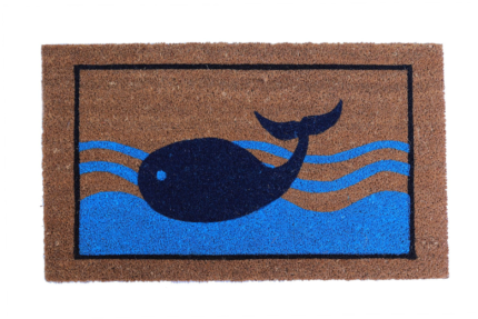 18" X 30" Brown Blue And Red Coir Whale Outdoor Door Mat - Image 2