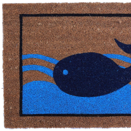 18" X 30" Brown Blue And Red Coir Whale Outdoor Door Mat - Image 3