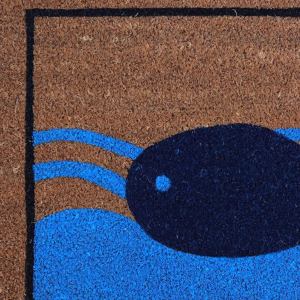 18" X 30" Brown Blue And Red Coir Whale Outdoor Door Mat - Image 4